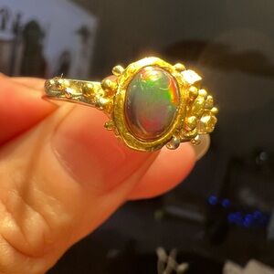 Dainty 925 silver ring with Opal size 6 3/4